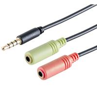 1aTTack.de 1x 0,25 m - Adattatore a Y per cuffie, spina TRRS da 3,5 mm, CTIA, nero, 0,25 m - 2 prese jack da 3,5 mm per audio e microfono