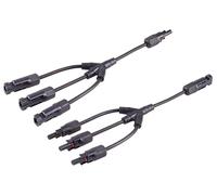 1aTTack.de 1x 0,3m - Set di cavi adattatori PV4 T 3/1, 6mm², SW/SW, 30cm - Collegamento parallelo per impianti fotovoltaici, 3x spine su 1x presa, nero