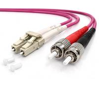 1aTTack.de 1x 3m OM4 LWL DX DUPLEX cavo patch LC/UPC - ST/UPC MM MULTIMODALE - 50/125 µm LSZH viola