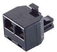 1aTTack.de 1x - Adattatore di accoppiamento RJ12 a 2x RJ12 con contatti placcati in oro, spina in plastica stampata, schermata, nera