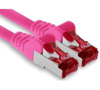 1aTTack.de - 1x cavo patch CAT6 da 20 m S/FTP schermatura PIMF CAT.6 cavo di rete RJ45 cavo Ethernet DSL router LAN switch modem patch panel - magenta - 1 pezzo
