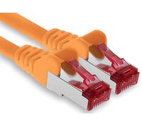 1aTTack.de - 1x cavo patch CAT6 da 20 m S/FTP schermatura PIMF CAT.6 cavo di rete RJ45 cavo Ethernet DSL router LAN switch modem pannello patch - arancione - 1 pezzo