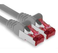 1aTTack.de - 1x cavo patch CAT6 da 7,5 m S/FTP schermatura PIMF CAT.6 cavo di rete RJ45 cavo Ethernet DSL router LAN switch modem pannello patch - grigio - 1 pezzo