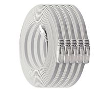 1aTTack.de 2m - bianco - 5 Pezzi Cat.7 cavo di rete piatto 10GB/s Slim Flat Cavi RJ45 Patch cavi di installazione nastro - compatibile CAT5 CAT6 CAT7 CAT 8