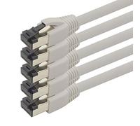 1aTTack.de 2m Cat 8 Cavo di rete Cat8 Grigio - 5 pezzi Cat.8 Lan 2000 Mhz 40 Gbit s 40GBase-T POE+ cavo Patch Ethernet LSZH - 5 x 2 metro Grigio