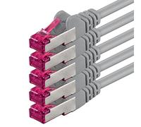 1aTTack.de 2m - grigio - 5 pezzi - Rete Cavi Cat6a S-FTP CAT 6a doppia schermatura - certificato GHMT PIMF 500MHz / 7 CU rame non contiene alogeni compatibile con CAT5e CAT6 CAT7 CAT8 10000 Mbit/s