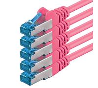 1aTTack.de 2m - magenta - 5 pezzi - Rete Cavi Cat6a S-FTP CAT 6a doppia schermatura - certificato GHMT PIMF 500MHz / 7 CU rame non contiene alogeni compatibile con CAT5e CAT6 CAT7 CAT8 10000 Mbit/s