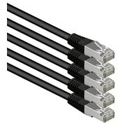 1aTTack.de® 2m - Negro - 5 Stück - CAT6 Cat 6 Ethernet LAN Cable de Red Set 1000 Mbit/s CAT6 Doble blindado PIMF 250MHz Libre de halógenos Compatible con CAT5e CAT6a CAT7 CAT8
