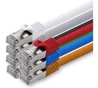 1aTTack.de 3,0m - 7 colori 7 pezzi - CAT.7 Cavi di Rete (Set) CAT7-10000 MBit/s S-FTP doppia schermatura PIMF 600MHz 4x2xAWG26 / 7 CU rame non contiene alogeni compatibile con CAT5e CAT6 CAT 6a Cat8
