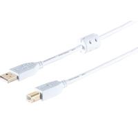 1aTTack.de 3 cavi adattatori da USB-A a USB-B, 2.0, ferrite, bianco, 3 m - Questo cavo USB standard consente di collegare, ad esempio, un disco rigido esterno al PC.