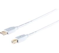 1aTTack.de 3 cavi adattatori da USB-A a USB-B, 2.0, oro, bianco, 3 m - Questo cavo USB standard consente di collegare, ad esempio, un disco rigido esterno al PC.