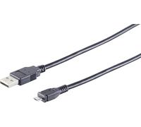 1aTTack.de 3 cavi adattatori USB-A, Micro-B, 2.0, nero, 5 m - Questo cavo USB standard consente di collegare, ad esempio, un disco rigido esterno al PC.