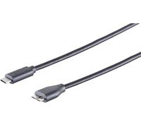 1aTTack.de 3 cavi adattatori USB-C, Micro-B, 3.0 nero, 1 m - Con questo cavo USB standard puoi collegare, ad esempio, un disco rigido esterno al tuo PC.