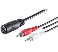 1aTTack.de 3 x 0,2 m, 5 poli, presa DIN su 2 RCA maschio stereo + massa cavo adattatore audio di alta qualità, contatti nichelati, perfetto per impianti musicali HiFi Studio Equipment