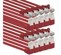 1aTTack.de 366122 Cavo di rete Cat.6 angolo 90 gradi 0,25m - rosso - confezione da 10 - Cavo patch Cat6 (SFTP PIMF) 1000Mbit/s connettore Rj 45-10 x 0,25m metri rosso