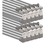 1aTTack.de 366263 Cavo di rete Cat.6 angolo 90 gradi 10m - grigio - confezione da 10 - Cavo patch Cat6 (SFTP PIMF) 1000Mbit/s connettore Rj 45-10 x 10m metri grigio