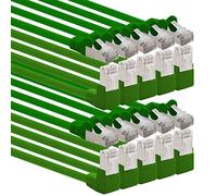1aTTack.de 366274 Cavo di rete Cat.6 angolo 90 gradi 10m - verde - 10 pezzi - Cavo patch Cat6 (SFTP PIMF) 1000Mbit/s connettore Rj 45-10 x 10m metri verde