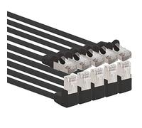 1aTTack.de 366279 Cavo di rete Cat.6 angolo 90 gradi 10m - nero - confezione da 5 - Cavo patch Cat6 (SFTP PIMF) 1000Mbit/s connettore Rj 45-5 x 10m metri nero