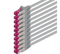 1aTTack.de 3m - grigio - 10 pezzi - Rete Cavi Cat6a S-FTP CAT 6a doppia schermatura - certificato GHMT PIMF 500MHz / 7 CU rame non contiene alogeni compatibile con CAT5e CAT6 CAT7 CAT8 10000 Mbit/s