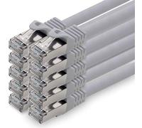 1aTTack.de 5,0m - grigio - 10 pezzi - CAT.7 Cavi di Rete (Set) CAT7-10000 MBit/s S-FTP doppia schermatura PIMF 600MHz 4x2xAWG26 / 7 CU rame non contiene alogeni compatibile con CAT5e CAT6 CAT 6a Cat8