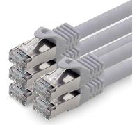 1aTTack.de 5,0m - grigio - 5 pezzi - CAT.7 Cavi di Rete (Set) CAT7-10000 MBit/s S-FTP doppia schermatura PIMF 600MHz 4x2xAWG26 / 7 CU rame non contiene alogeni compatibile con CAT5e CAT6 CAT 6a Cat8