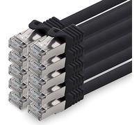 1aTTack.de 5,0m - nero - 10 pezzi - CAT.7 Cavi di Rete (Set) CAT7-10000 MBit/s S-FTP doppia schermatura PIMF 600MHz 4x2xAWG26 / 7 CU rame non contiene alogeni compatibile con CAT5e CAT6 CAT 6a Cat8