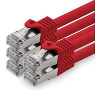 1aTTack.de 5,0m - rosso - 5 pezzi - CAT.7 Cavi di Rete (Set) CAT7-10000 MBit/s S-FTP doppia schermatura PIMF 600MHz 4x2xAWG26 / 7 CU rame non contiene alogeni compatibile con CAT5e CAT6 CAT 6a Cat8