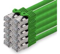 1aTTack.de 5,0m - verde - 10 pezzi - CAT.7 Cavi di Rete (Set) CAT7-10000 MBit/s S-FTP doppia schermatura PIMF 600MHz 4x2xAWG26 / 7 CU rame non contiene alogeni compatibile con CAT5e CAT6 CAT 6a Cat8
