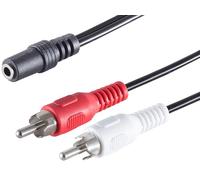 1aTTack.de 5 cavi adattatori da 1,5 m - 1,5 m, jack stereo da 3,5 mm a 2 connettori RCA neri, connettori stampati, contatti nichelati