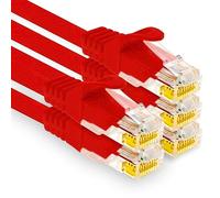 1aTTack.de - 5 cavi di rete Cat7 da 0,25 m, Cat.7 Ethernet, cavo patch Lan & Cat 7 per la massima velocità Internet e collega tutti i dispositivi con presa RJ 45 rosso