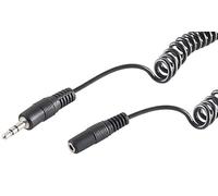 1aTTack.de 5 x 2,5 m, cavo jack stereo a spirale, colore nero, 3,5 mm, cavo a spirale, cavo di prolunga con connettori placcati in nichel, perfetto per cuffie, altoparlanti e HiFi