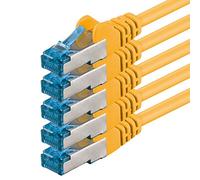 1aTTack.de 5m - giallo - 5 pezzi - Rete Cavi Cat6a S-FTP CAT 6a doppia schermatura - certificato GHMT PIMF 500MHz / 7 CU rame non contiene alogeni compatibile con CAT5e CAT6 CAT7 CAT8 10000 Mbit/s