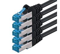 1aTTack.de 5m - nero - 5 pezzi - Rete Cavi Cat6a S-FTP CAT 6a doppia schermatura - certificato GHMT PIMF 500MHz / 7 CU rame non contiene alogeni compatibile con CAT5e CAT6 CAT7 CAT8 10000 Mbit/s