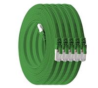 1aTTack.de 5m - verde - 5 Pezzi Cat.7 cavo di rete piatto 10GB/s Slim Flat Cavi RJ45 Patch cavi di installazione nastro - compatibile CAT5 CAT6 CAT7 CAT 8