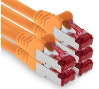1aTTack.de - 5x 0,25 m cavo patch CAT6 S/FTP PIMF schermatura CAT.6 cavo di rete RJ45 cavo Ethernet DSL router LAN switch modem pannello patch - arancione - 5 pezzi