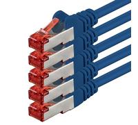 1aTTack.de 5x 0,25 m - Cavo patch di rete Cat 6 Cat6 RJ45 SFTP - blu