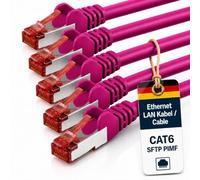 1aTTack.de 5x 0,25 m - Cavo patch di rete Cat 6 Cat6 RJ45 SFTP - magenta