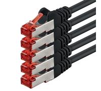 1aTTack.de 5x 0,25 m - Cavo patch di rete Cat 6 Cat6 RJ45 SFTP - nero