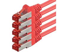 1aTTack.de 5x 0,25 m - Cavo patch di rete Cat 6 Cat6 RJ45 SFTP - rosso