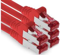 1aTTack.de - 5x 0,5 m cavo patch CAT6 S/FTP PIMF schermatura CAT.6 cavo di rete RJ45 cavo Ethernet DSL router LAN switch modem pannello patch - rosso - 5 pezzi