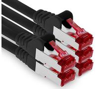 1aTTack.de - 5x 0,5 m cavo patch CAT6 S/FTP PIMF schermatura CAT.6 cavo di rete RJ45 cavo Ethernet DSL router LAN switch modem pannello patch - nero - 5 pezzi