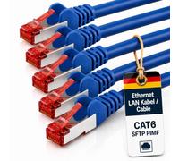1aTTack.de 5x 10 m - Cavo di rete Cat 6 Cavo patch Cat6 RJ45 SFTP - Blu