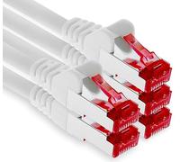 1aTTack.de - 5x 10m cavo patch CAT6 S/FTP PIMF schermatura CAT.6 cavo di rete RJ45 cavo Ethernet DSL router LAN switch modem pannello patch - bianco - 5 pezzi