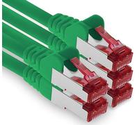 1aTTack.de - 5x 10m cavo patch CAT6 S/FTP PIMF schermatura CAT.6 cavo di rete RJ45 cavo Ethernet DSL router LAN switch modem pannello patch - verde - 5 pezzi