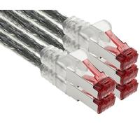 1aTTack.de - 5x 10m cavo patch CAT6 S/FTP schermatura PIMF CAT.6 cavo di rete RJ45 cavo Ethernet DSL router LAN switch modem pannello patch - trasparente - 5 pezzi