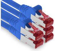 1aTTack.de - 5x 10m cavo patch CAT6 S/FTP schermatura PIMF CAT.6 cavo di rete RJ45 cavo Ethernet DSL router LAN switch modem pannello patch - blu - 5 pezzi