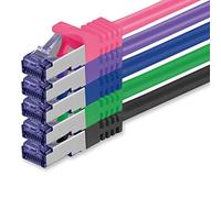 1aTTack.de 5x 3.0m CAT7 Cavo di rete RJ45 10Gbps SFTP PIMF - 5 colori 02 | Cavo patch Ethernet, rame, 10 Gb/s, LAN, DSL, switch, modem, router, patch panel, CAT7, CAT6, CAT5