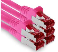 1aTTack.de - 5x 3 metri cavo patch CAT6 S/FTP schermatura PIMF CAT.6 cavo di rete RJ45 cavo Ethernet DSL router LAN switch modem patch panel - magenta - 5 pezzi