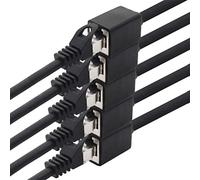 1aTTack.de 618210 Adattatore prolunga CAT7 Cat.7-5 m - Cavo Ethernet Cavo di rete Lankabel 10 Gb/s cavo grezzo con (RJ45) Presa Cat6a 5 pezzi - nero