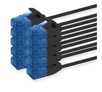 1aTTack.de, 660554 Cat6, Cavo di rete Cat.6, 0,3 m, cavo patch slim, diametro piccolo, molto flessibile, 1000 Mbit/s, 10 pezzi, nero